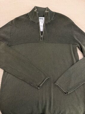 NWT BKE Men's Olive Zip-Up Sweater